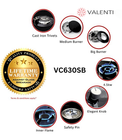 Valenti Stainless Steel Gas Hob (VC630SB)