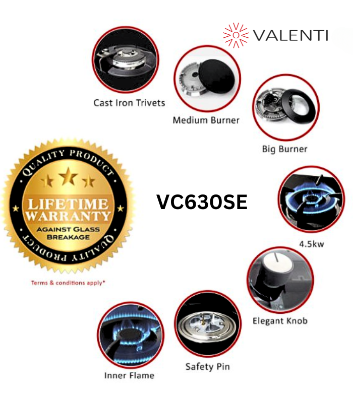 Valenti Stainless Steel Gas Hob (VC630SE)