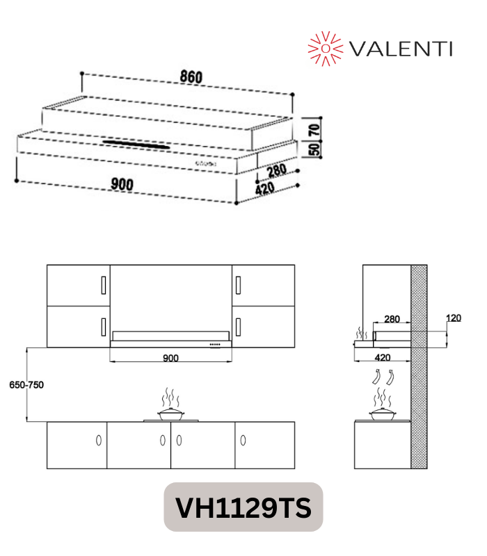 Valenti Semi Integrated Hood (VH1129TS)